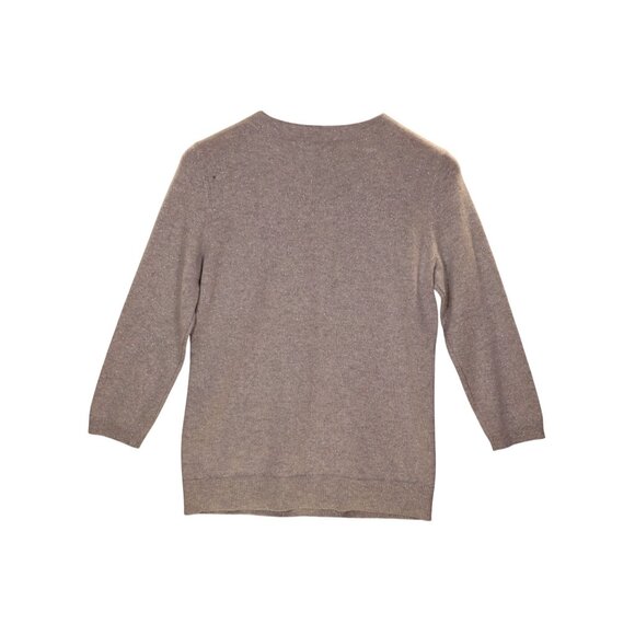 Talbots Gray Metallic Knit Sweater Womens S Lightweight Long Sleeve Crew Neck - Picture 2 of 6